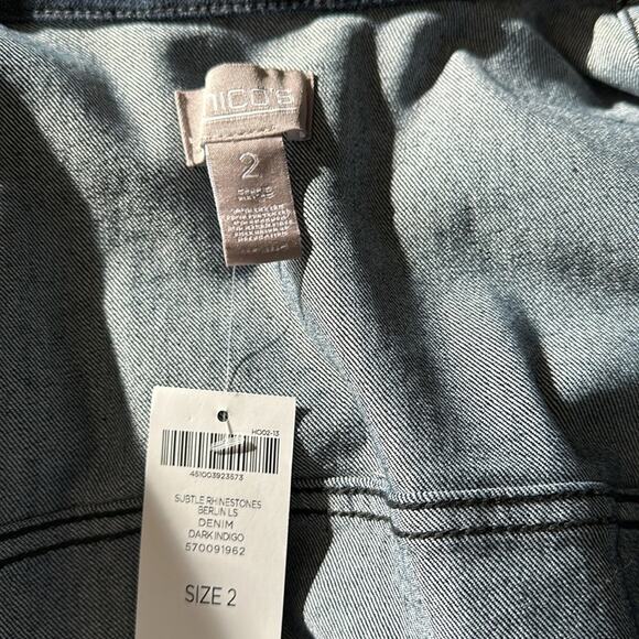 Chico's Outlet | Subtle Rhinestone Denim Jacket Size 2 (L, 12/14) NWT - Picture 5 of 7